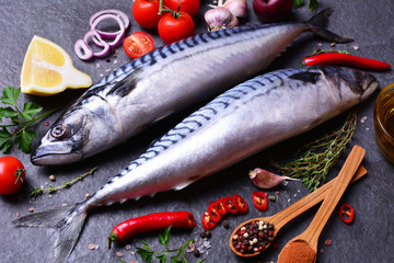 Mackerel fish with spices and vegetables