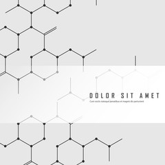 Vector abstract chemical structure with hexagon and points and lines