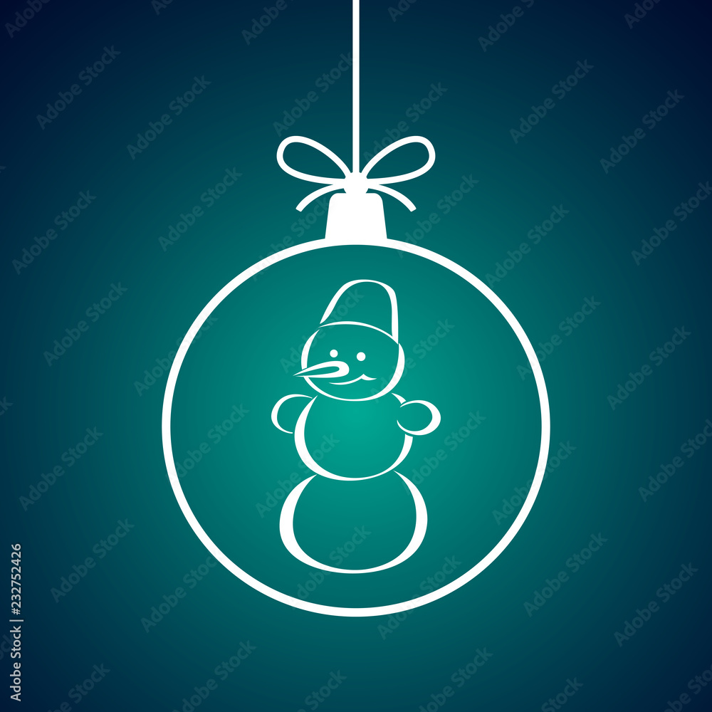 Canvas Prints Christmas ball with snowman pattern. Vector illustration.