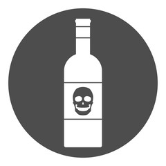 Bottle with smiling skull. Vector icon.