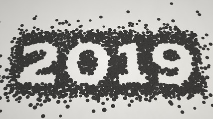 2019 number made from black confetti