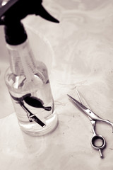 hair spray bottle of hair cut barber