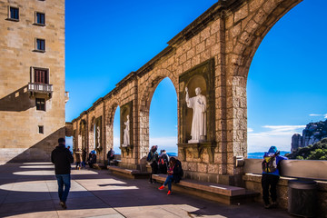 Fototapeta premium Montserrat monastery on mountain in Barcelona, Catalonia.