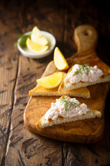 Creamy shrimp appetizer on toast