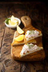 Creamy shrimp appetizer on toast