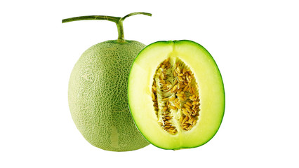 Fototapeta na wymiar green cantaloupe on isolated background 