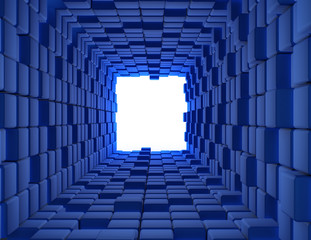 abstract cubes background tunnel 3d. 3d rendered illustration