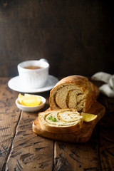 Homemade lemon cinnamon bread