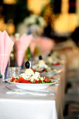 Traditional Bulgarian salad served in a traditional restaurant - mehana