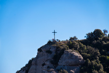 Fototapeta premium Montserrat monastery on mountain in Barcelona, Catalonia.