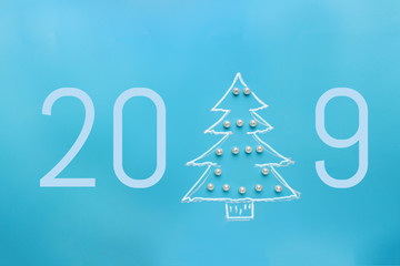 Naklejka na ściany i meble 2019 new year concept. 2019 written on blue background