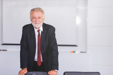 happy senior businessman sitting in the office