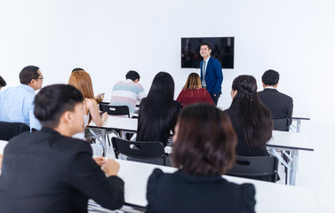 businessman presentation in a conference meeting room and Audience of the lecturer