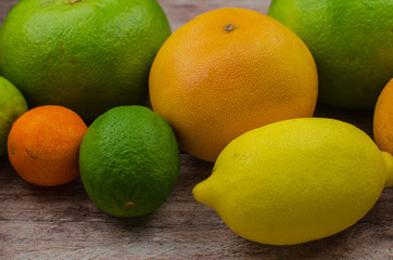 Citrus fruits orange, lemon, grapefruit, mandarin, lime