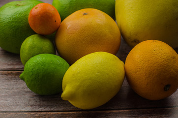 Citrus fruits orange, lemon, grapefruit, mandarin, lime
