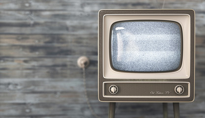 Vintage TV receiver on dirty background 3d rendering