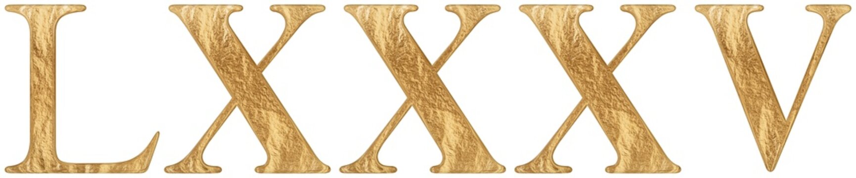 Roman numeral LXXXV, quinque et octoginta, 85, eighty five, isolated on white background, 3d render