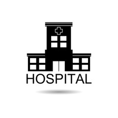 Black Hospital concept illustration, Emergency icon or logo