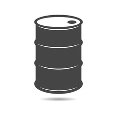 Black Oil drum container logo, barrel flat icon