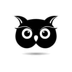 Black Owl Logo Template, Owl icon on logo