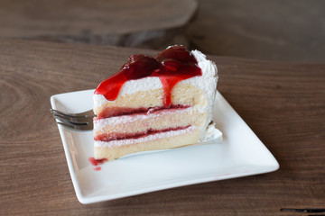 Closeup of strawberry cake