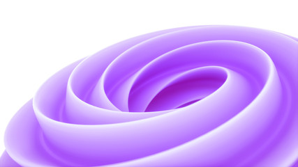 Purple swirl abstract surface on white background 3d illustration