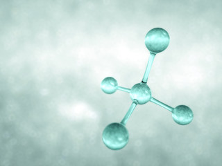 Glass molecule on space 3d illustration