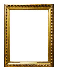 Picture gold wooden frame for design on white  background