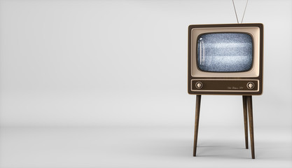 Vintage TV receiver on white background 3d rendering