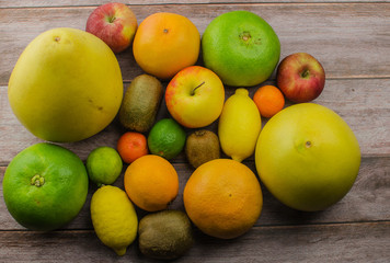 Naklejka na ściany i meble Citrus fruits orange, lemon, grapefruit, mandarin, lime