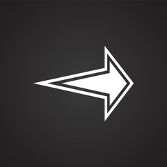 Arrow with outline on black background icon