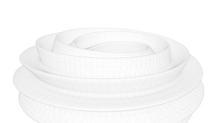 3d illustration of abstract polygonal structure wireframe.Technical background