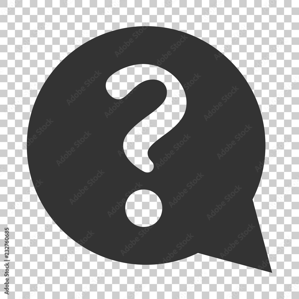 Poster question mark icon in flat style. discussion speech bubble vector illustration on isolated backgroun