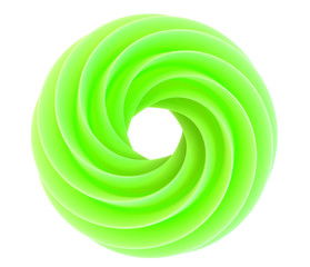 Light green swirl abstract surface on white background 3d illustration