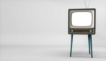 Vintage TV receiver on white background 3d rendering