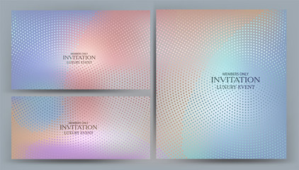 Beautiful invitation cards with halfton effect background. Vector illustration