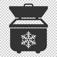Portable fridge refrigerator icon in flat style. Freezer bag container vector illustration on isolated background. Fridge business concept.