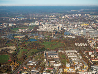 Fototapeta na wymiar Helicopter great view flight around Munich