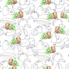 Obraz na płótnie Canvas Pattern of fruits in watercolor style. Isolated.