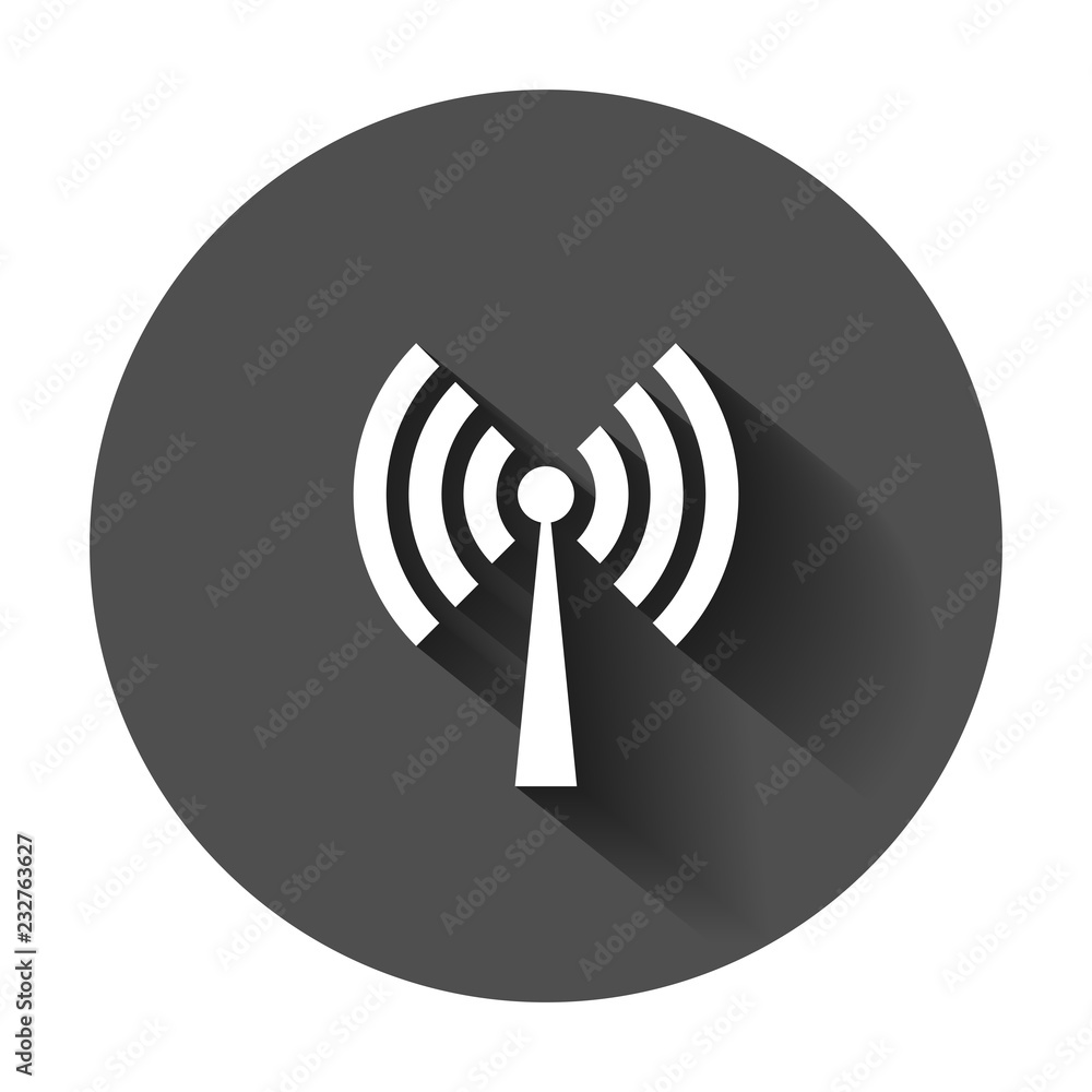 Aufkleber wifi internet sign icon in flat style. wi-fi wireless technology vector illustration with long shado