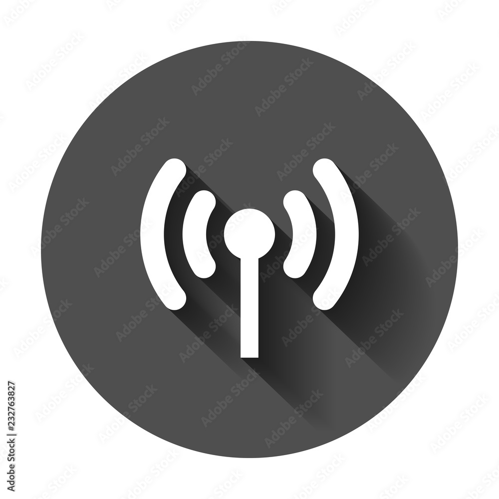 Aufkleber wifi internet sign icon in flat style. wi-fi wireless technology vector illustration with long shado
