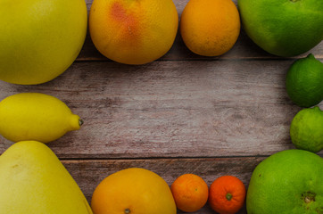 Citrus fruits orange, lemon, grapefruit, mandarin, lime