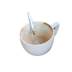 Close up of Cup of hot latte art coffee on wooden table.