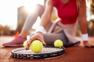 Young woman playing tennis