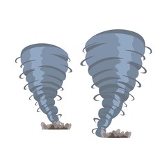Set vector image of two destructive tornado