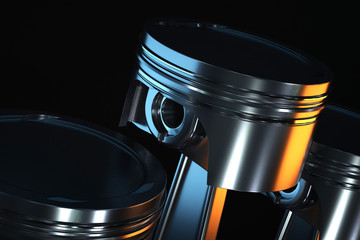 3d illustration of piston on a dark background