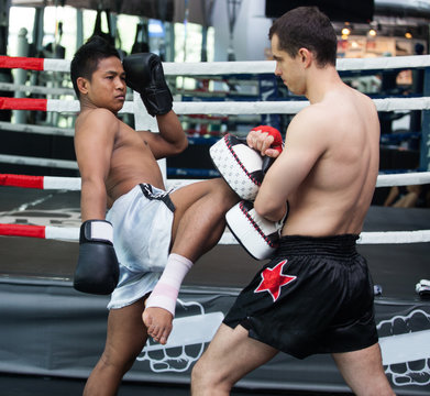 boxer training in boxer ring