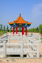 traditional Chinese architectural style pavilion in the countryside, China