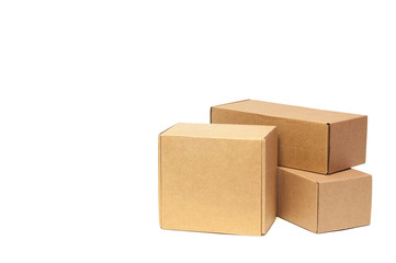 Obraz premium Cardboard boxes for goods on a white background. Different size. Isolated on white background.