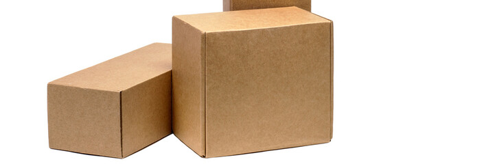 Cardboard boxes for goods on a white background. Different size. Isolated on white background.